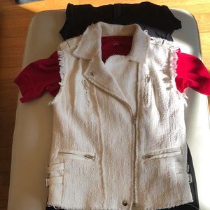 Rebecca Taylor S cream cotton Moto vest